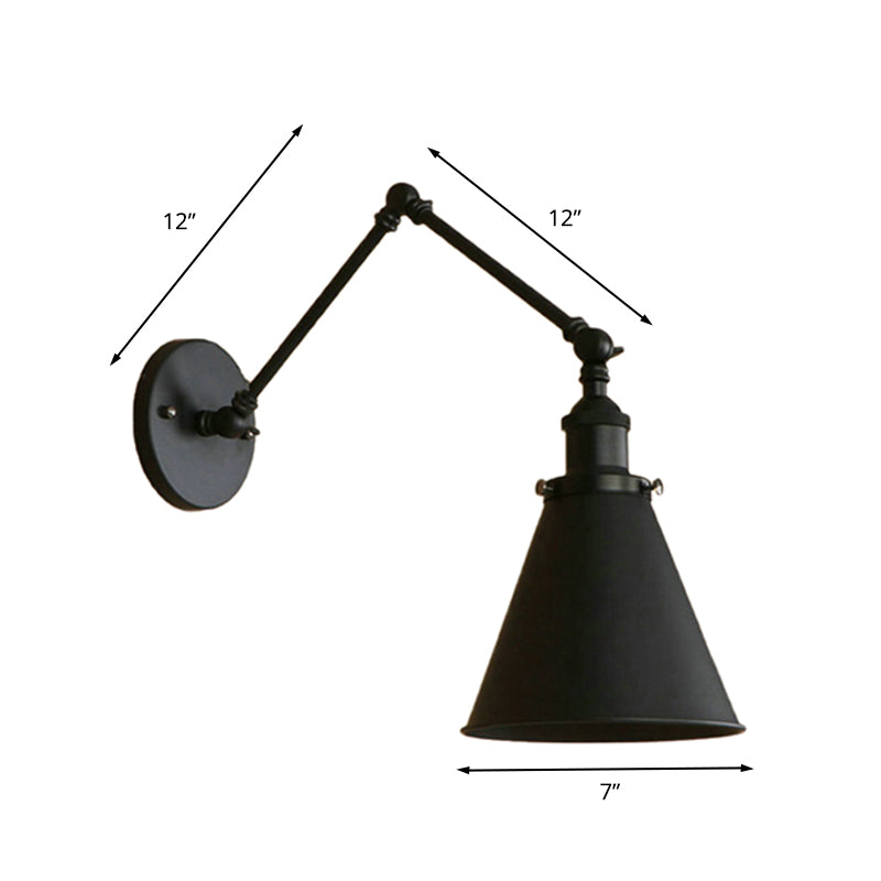 Skorter | IndustrialFarm - Farmer Style Cone Wall Lamp in Black/Rust