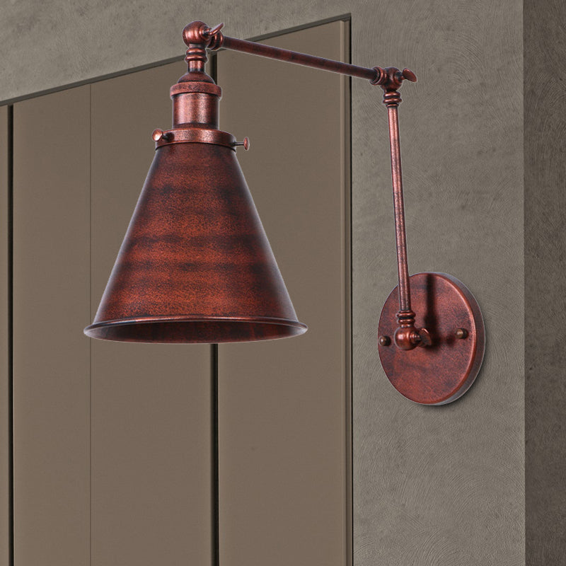 Skorter | IndustrialFarm - Farmer Style Cone Wall Lamp in Black/Rust