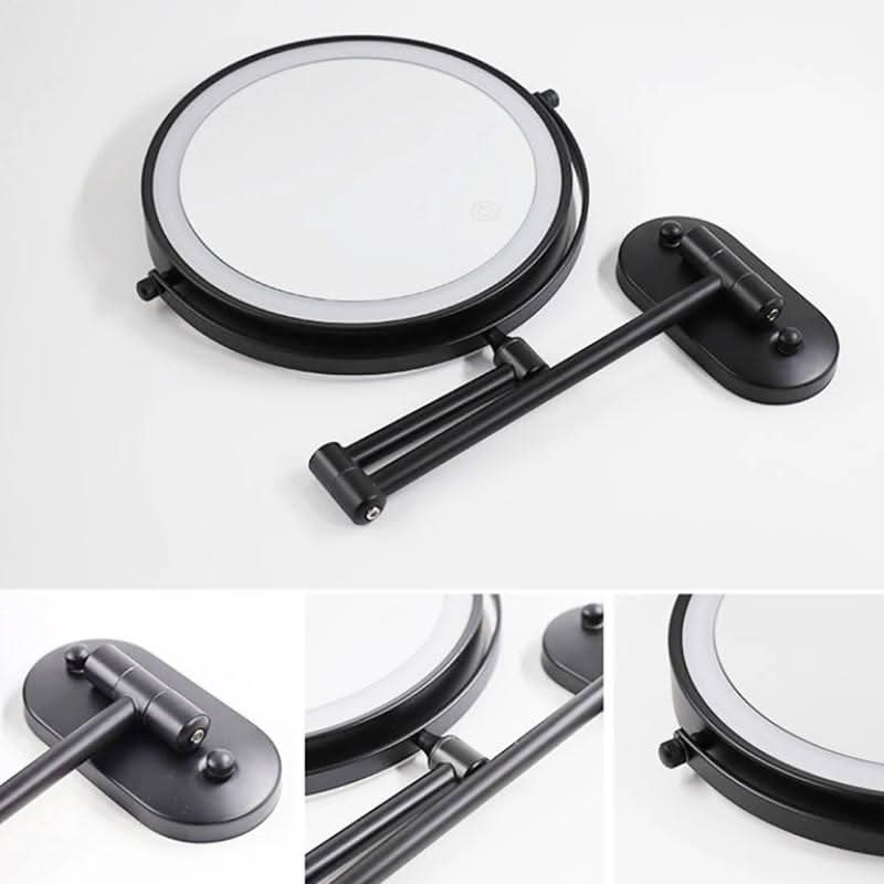 Skorter | Black LED Rechargeable Makeup Mirror – 3-Color Light