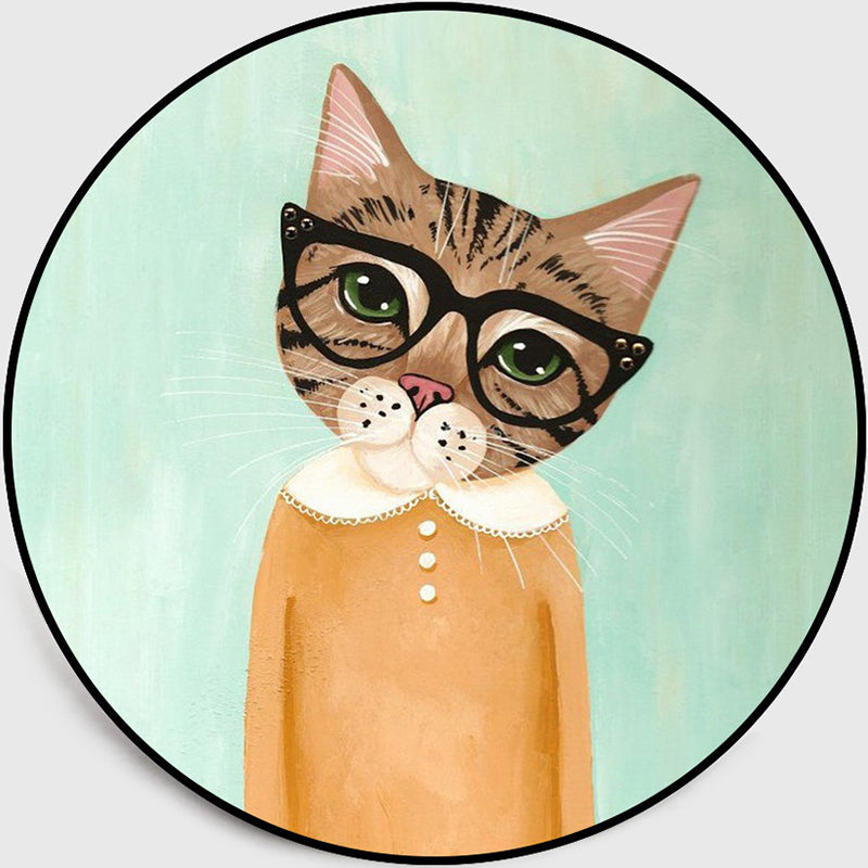 Skorter | Cool Multicolored Men's Cat Rug Polyester Cartoon Rug Pet-Friendly Non-Slip Washable Rug for the Bedroom