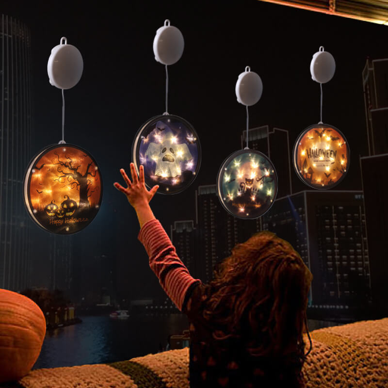 Skorter | Halloween Ghost Colorful Fabric 1-Light Battery LED Adhesive Pendant Lights String