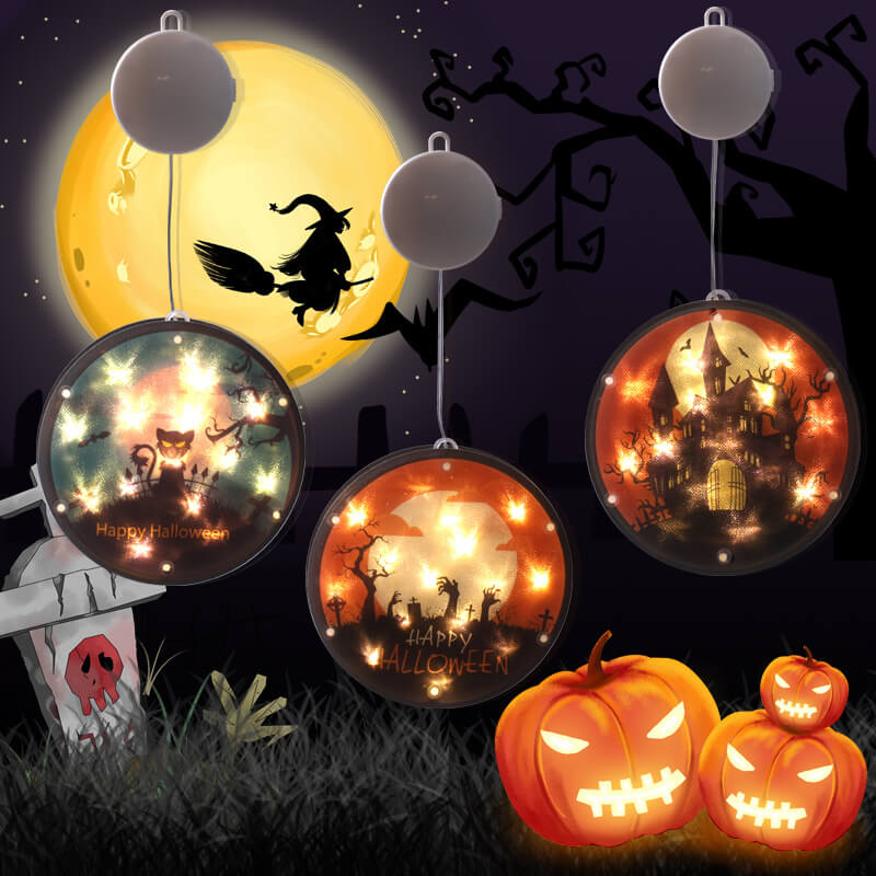 Skorter | Halloween Ghost Colorful Fabric 1-Light Battery LED Adhesive Pendant Lights String