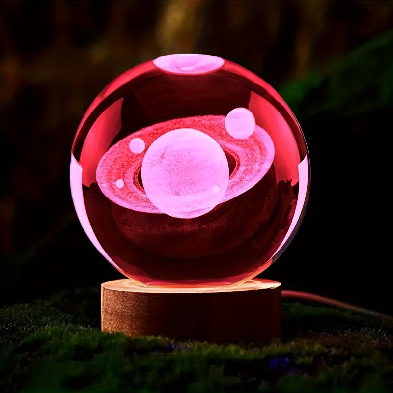 Skorter | LumiSphere - 3D Crystals Ball LED Night Lamp with Wooden Base
