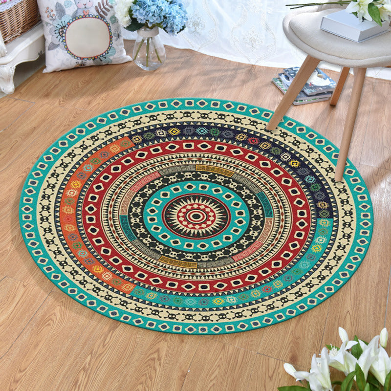 Skorter | Ethnic Multicolor Print Carpet Polyester Persian Carpet Stain Resistant Machine Washable Non-Slip Carpet for the Living Room