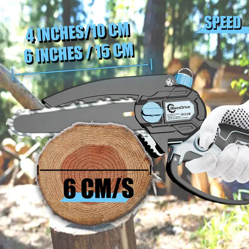 Skorter | 21V 4-6 Inch Wireless Chainsaw Set with Built-in Lubrication, Battery and Charger