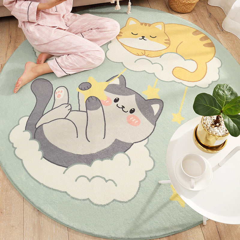 Skorter | Cute Animal Pattern Rug Multi-Color Synthetic Rug Anti-Slip Back Washable Rug for Kids Room