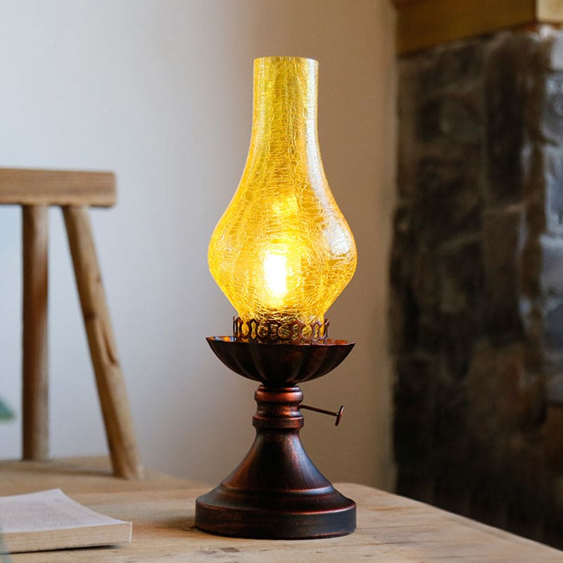 Skorter | GlowThijs - Retro Nightstand Lamp with Craykle Glass Shade
