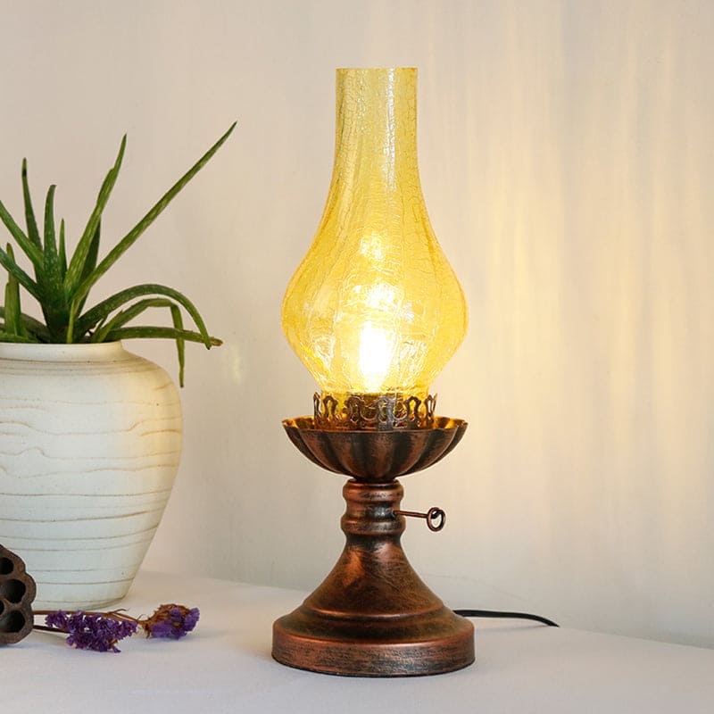 Skorter | GlowThijs - Retro Nightstand Lamp with Craykle Glass Shade