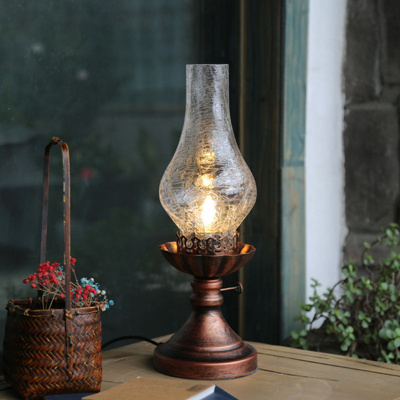 Skorter | GlowThijs - Retro Nightstand Lamp with Craykle Glass Shade