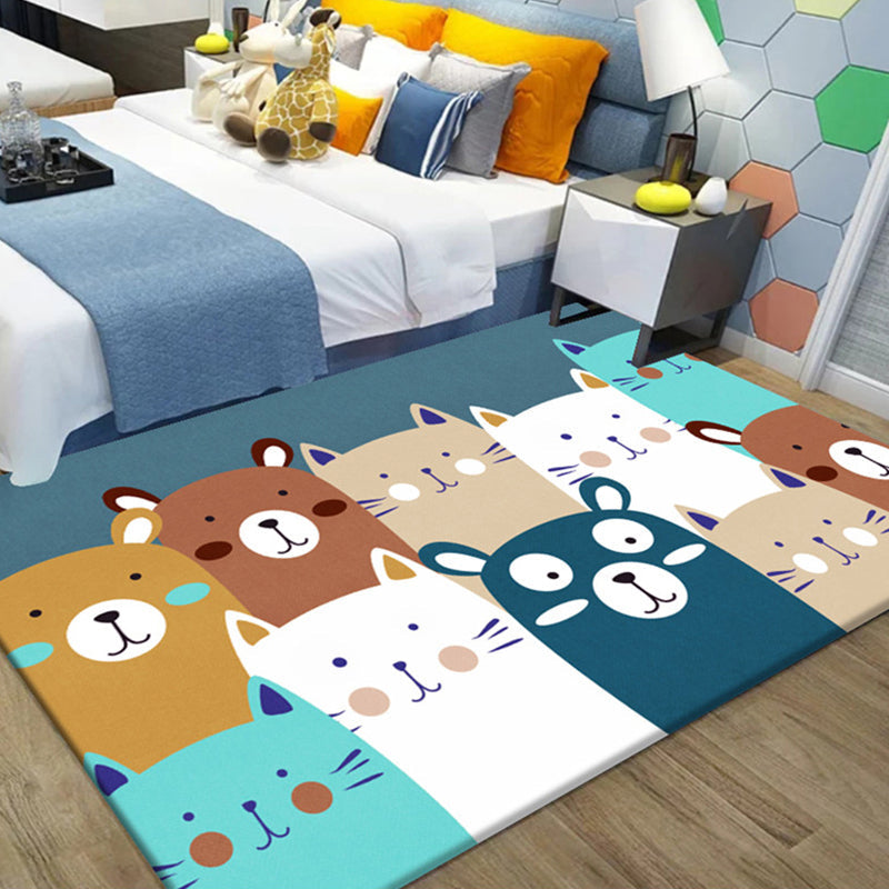 Skorter | Beautiful Children's Room Carpet Multicolor Cartoon Pattern Area Rug Non-Slip Back Easy Care Indoor Rug