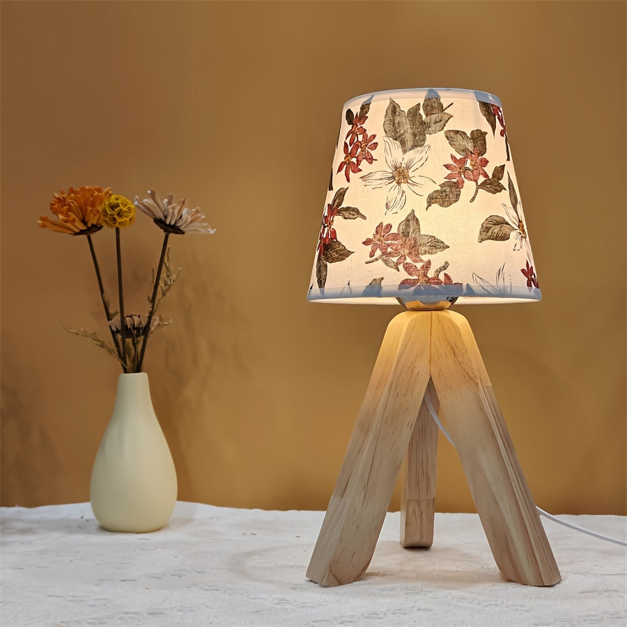 Skorter | Flower Lantern - Modern LED Table Lamp with Wooden Base, USB Powered