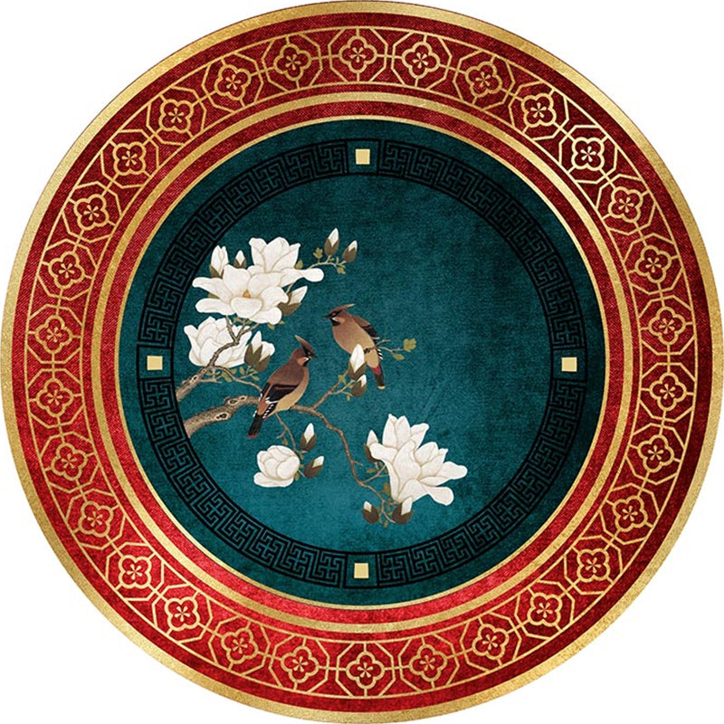 Skorter | Enchanting Multicolor Floral Print Carpet Polyester Asian Carpet Non-slip Pet-friendly Stain-resistant Carpet for Home