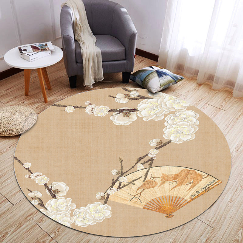 Skorter | Chinese Landscape Print Rug Multicolor Polypropylene Rug Anti-Skid Back Stain Resistant Pet Friendly Rug for the Living Room