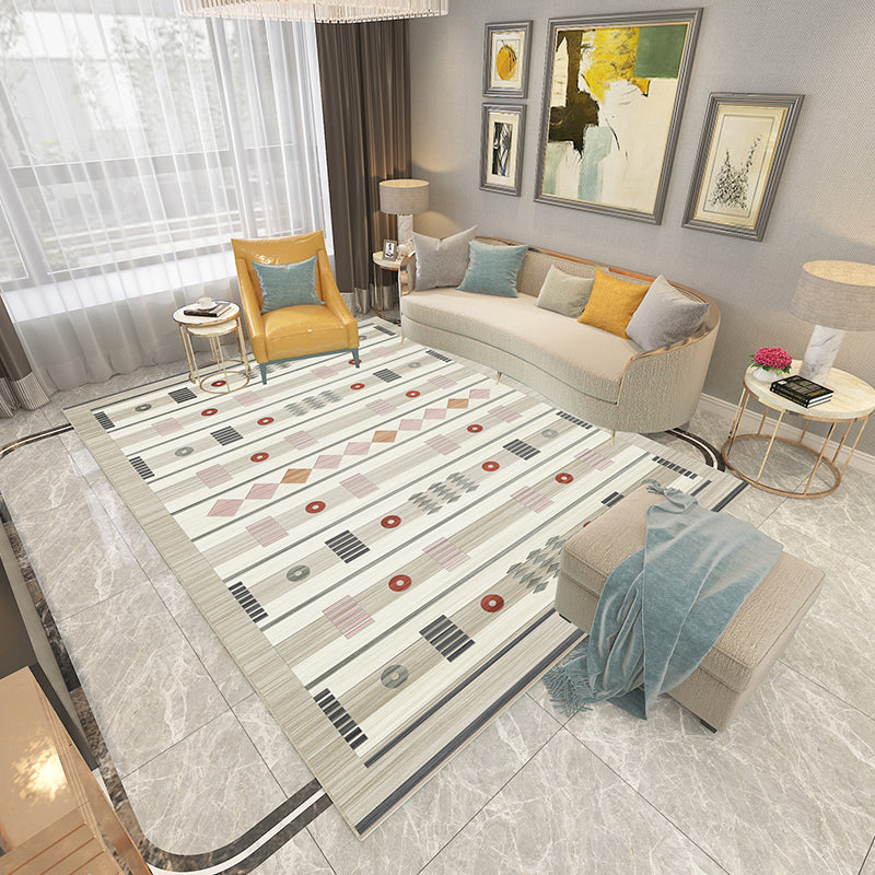 Skorter | Americana Printed Rug Multicolor Synthetic Rug Non-Slip Back Stain Resistant Washable Rug for the Living Room