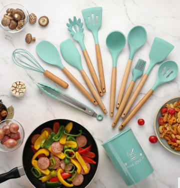 Skorter kitchen utensils with wooden handle 11 pieces