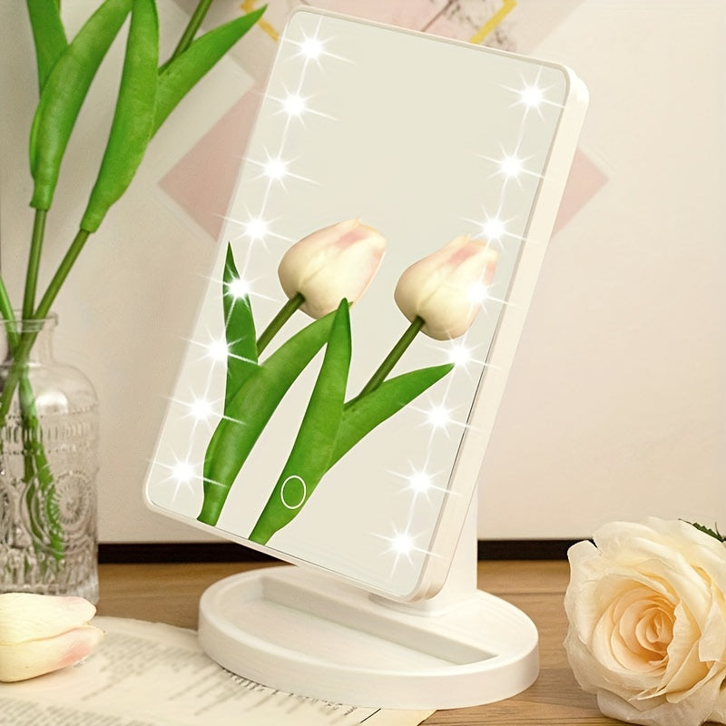 Skorter | 16LED Illuminated Makeup Mirror – Dual Power, With Touch Screen and Adjustable Brightness, USB Powered