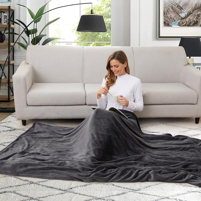 Skørter | Heated electric throw blanket, cozy flannel warming blanket with 4 heat levels