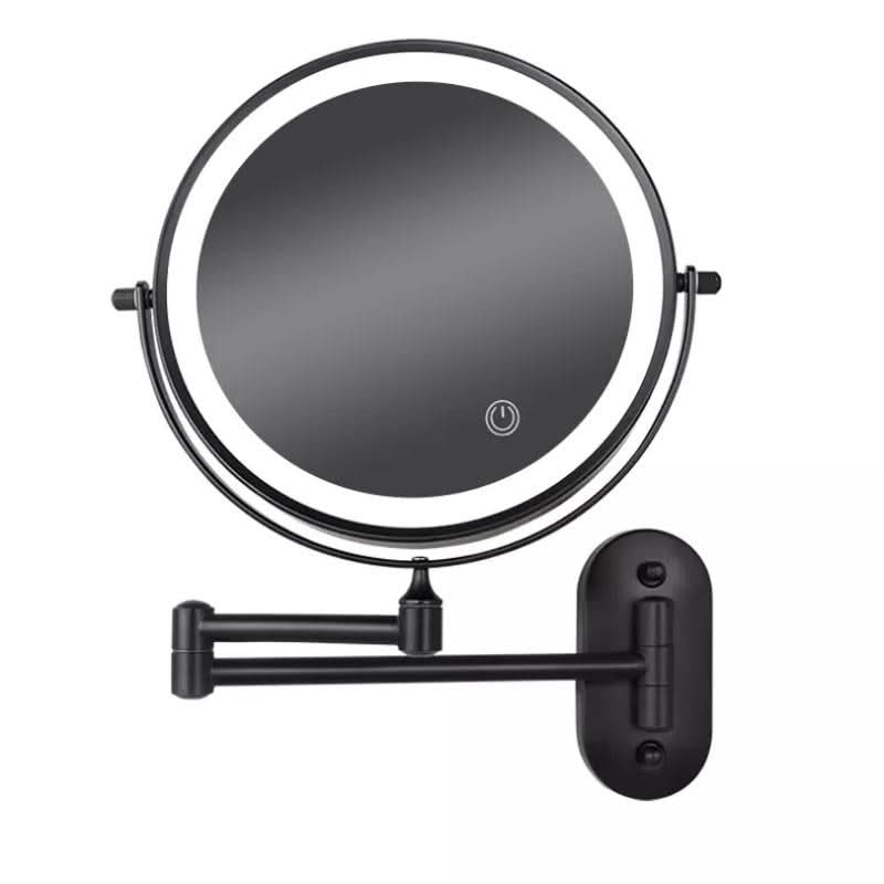 Skorter | Black LED Rechargeable Makeup Mirror – 3-Color Light