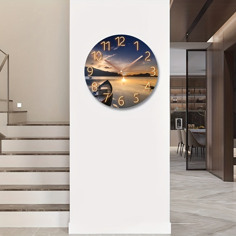 Skorter | 12-Inch Round Silent Wall Clock - Glass, Modern Design