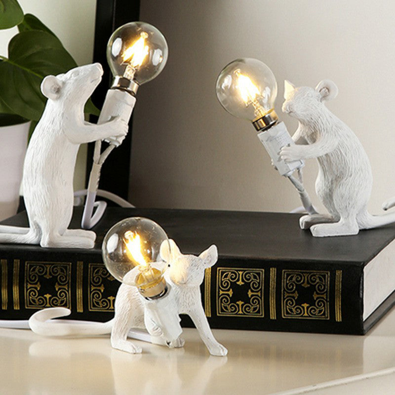 Skorter | Mini Mouse Shaped Table Lamp - Resin 1-Light Bedroom Night Light for Kids