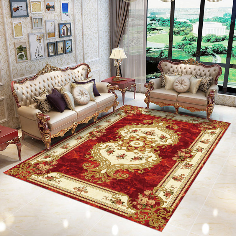 Skorter | Chinoiserie Flower Rug Multicolor Polypropylene Area Rug Non-Slip Back Pet-Friendly Easy Care Indoor Rug for Living Room