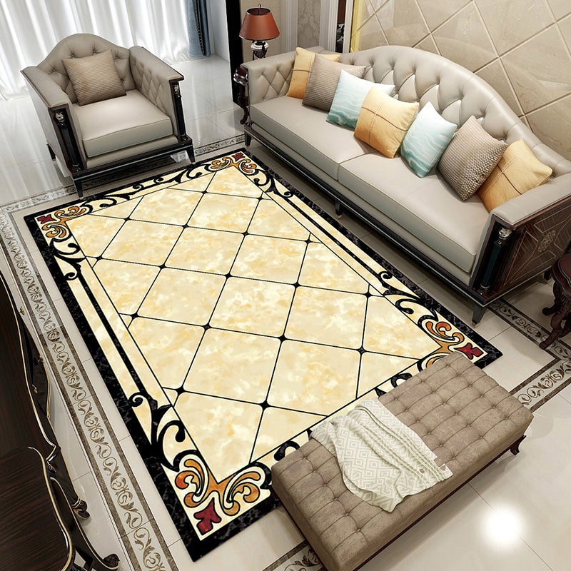 Skorter | Colorful geometric printed carpet made of polyester Retro indoor rug with non-slip backing, stain-resistant carpet for the living room