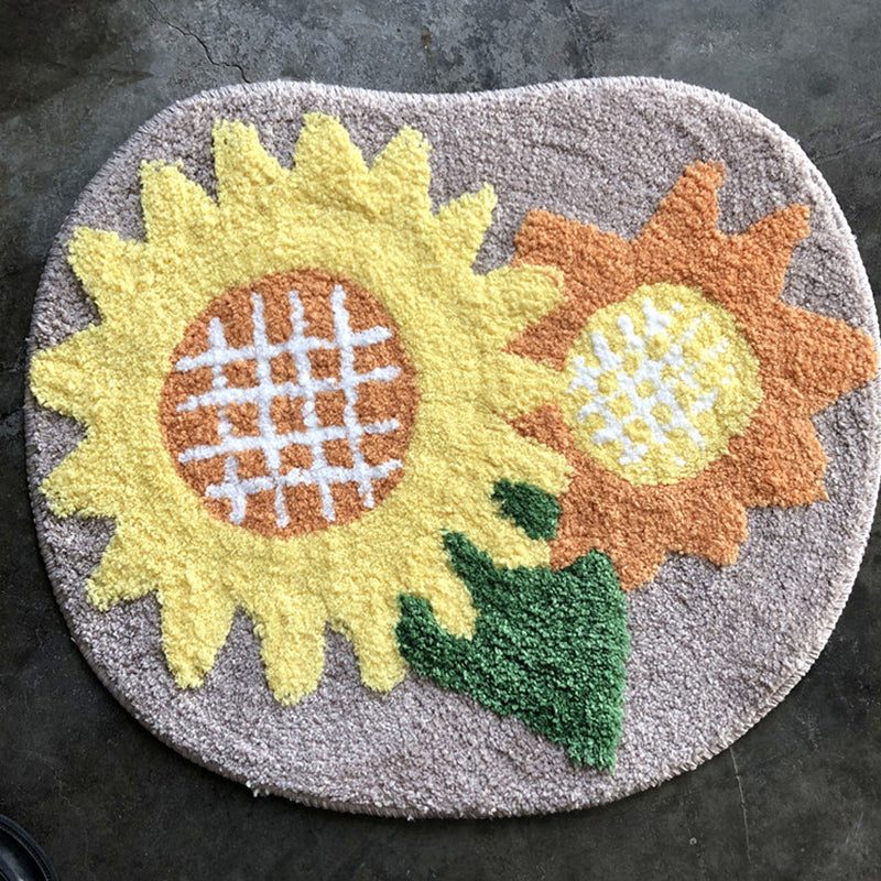 Skorter | Calming Bedroom Rug Multicolored Floral Pattern Indoor Rug Non-Slip Back Stain-Resistant Area Rug