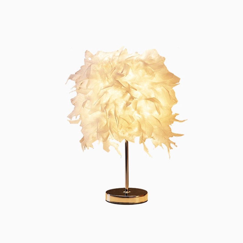 Skorter | White Cylindrical Table Lamp Simplicity Single Bulb Spring Table Lamp
