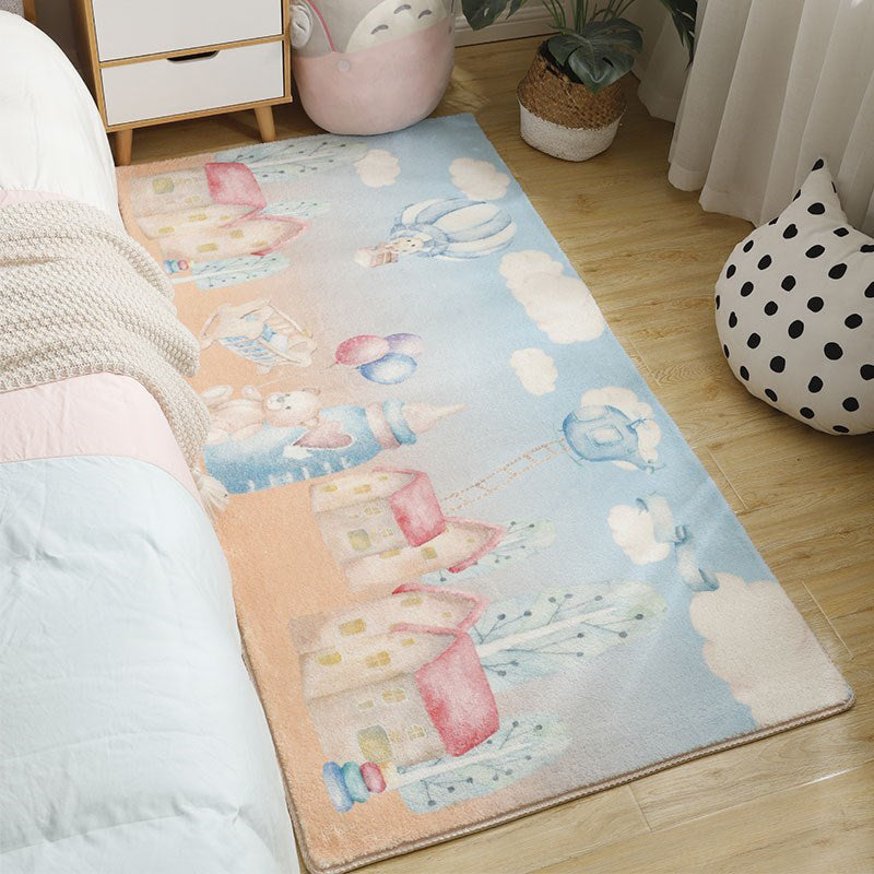 Skorter | Beautiful Bedroom Rug Multicolor Cartoon Pattern Indoor Rug Synthetic Non-Slip Stain-Resistant Rug