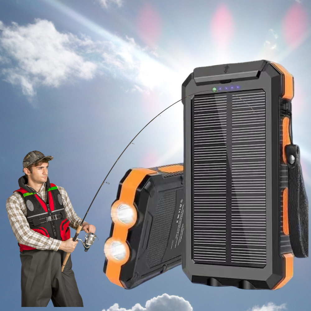 Skorter | Fishing Power Bank 50000 mah Waterproof Solar Charger | Fishing Battery Pack with USB-C Fast Charging & LED Light
