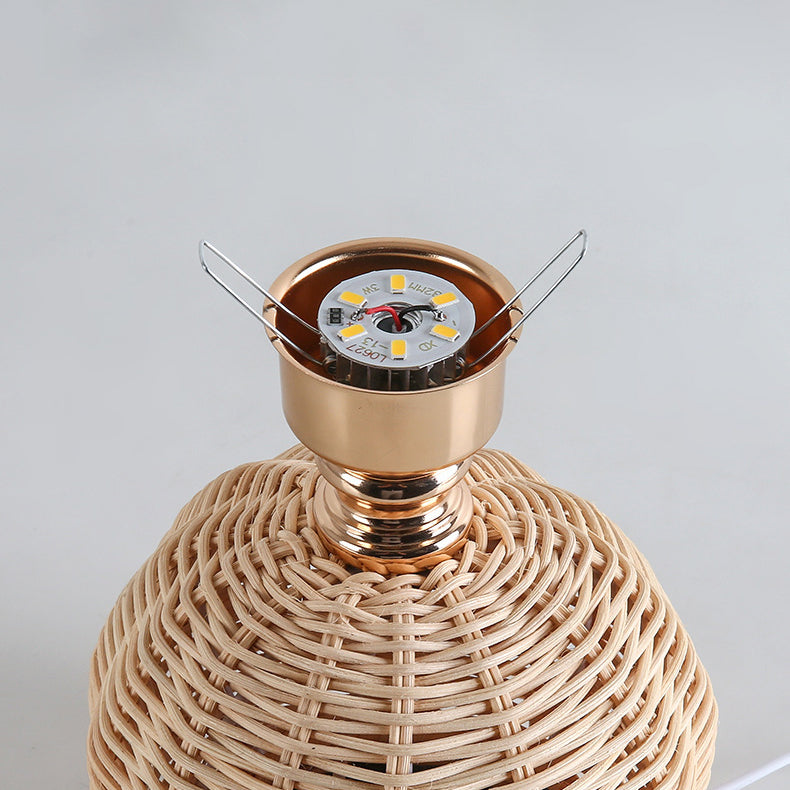 Skorter | RattaLume Nordic LED Table Lamp | Woven Rattan & Foldable Fabric Shade | Mood Light | Decor for the Bedroom
