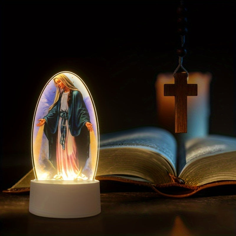 Skorter | SacredGlow - Virgin Mary Night Lamp with LED Acrylic Frame, USB Power