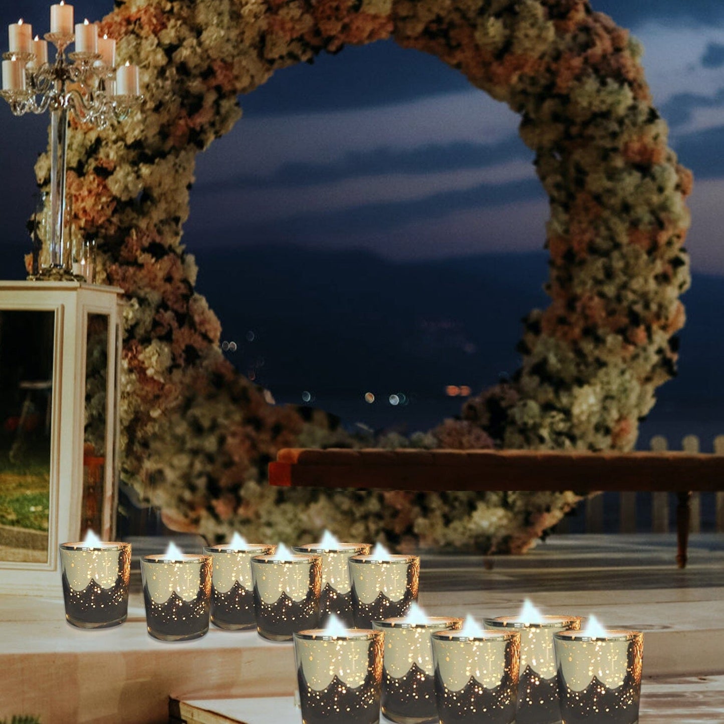 Skorter | 24-piece Gold Votive Tealights Candle Holder Mercury Glass