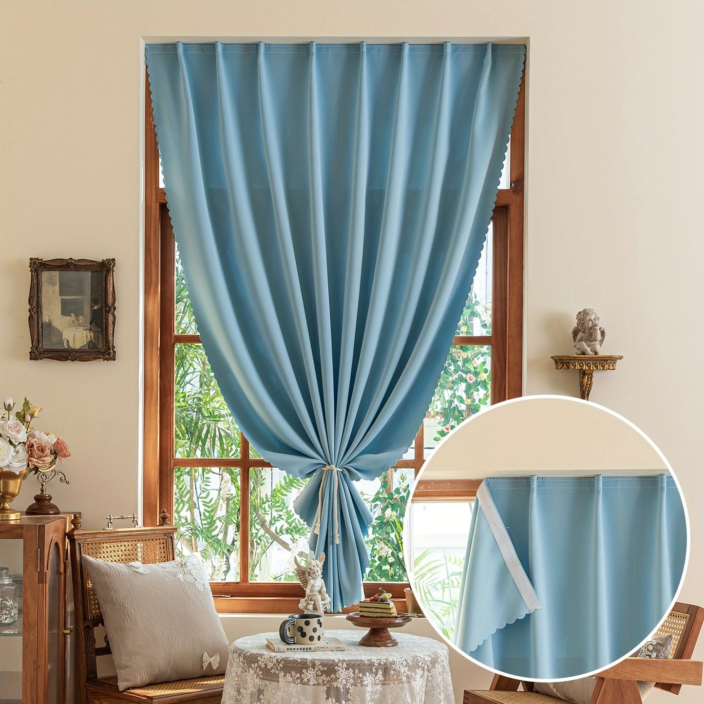 Skorter | 1 Piece Blackout Curtains - Self-Adhesive Window Decor for Bedroom and Living Room