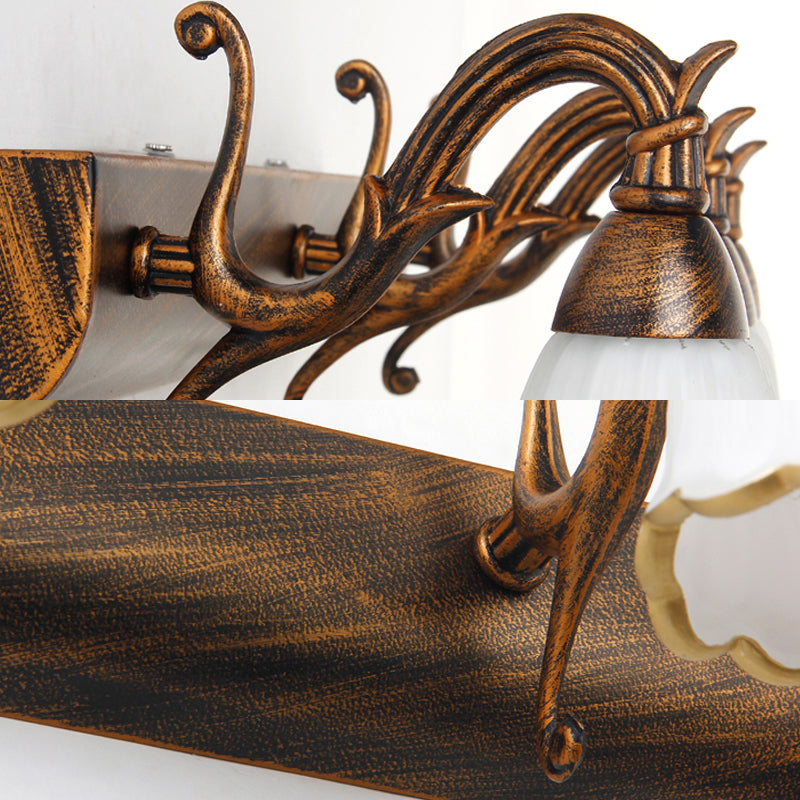 Skorter | Flower Bath Wall Light Classic Opal Glass 2/3/4 Lights Bronze/White Make-Up Lighting