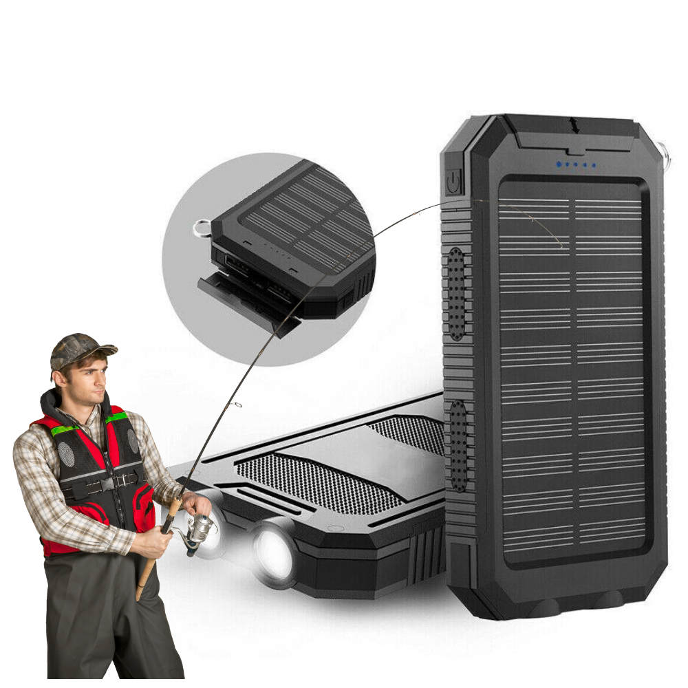 Skorter | Fishing Power Bank 50000 mah Waterproof Solar Charger | Fishing Battery Pack with USB-C Fast Charging & LED Light