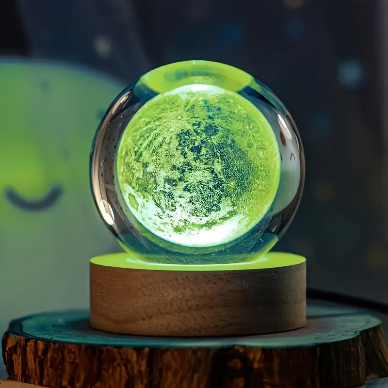 Skorter | LumiSphere - 3D Crystals Ball LED Night Lamp with Wooden Base