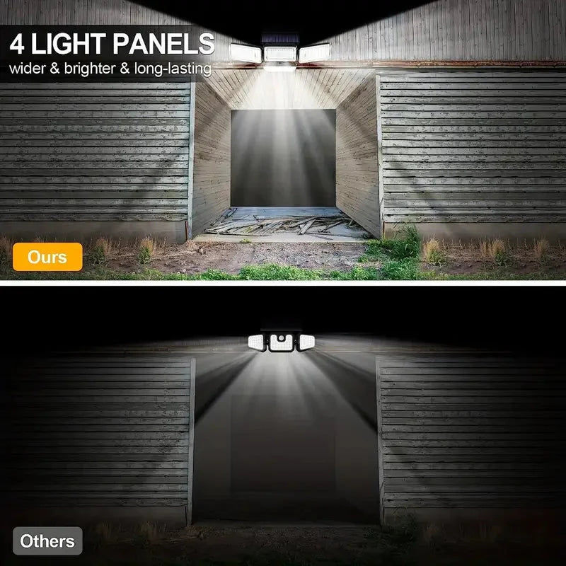 Skorter | 270 LED Wall Light with Motion Sensor - 4-Head Lamp, 3 Light Modes, Wide Angle Safety Wireless Flood Light