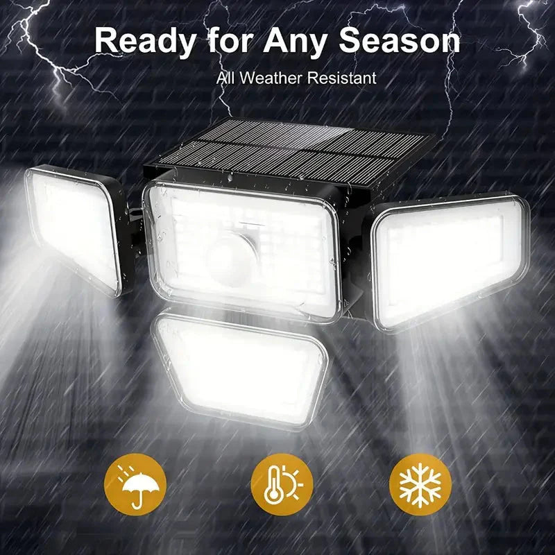 Skorter | 270 LED Wall Light with Motion Sensor - 4-Head Lamp, 3 Light Modes, Wide Angle Safety Wireless Flood Light