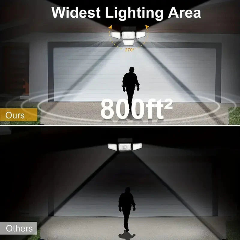 Skorter | 270 LED Wall Light with Motion Sensor - 4-Head Lamp, 3 Light Modes, Wide Angle Safety Wireless Flood Light