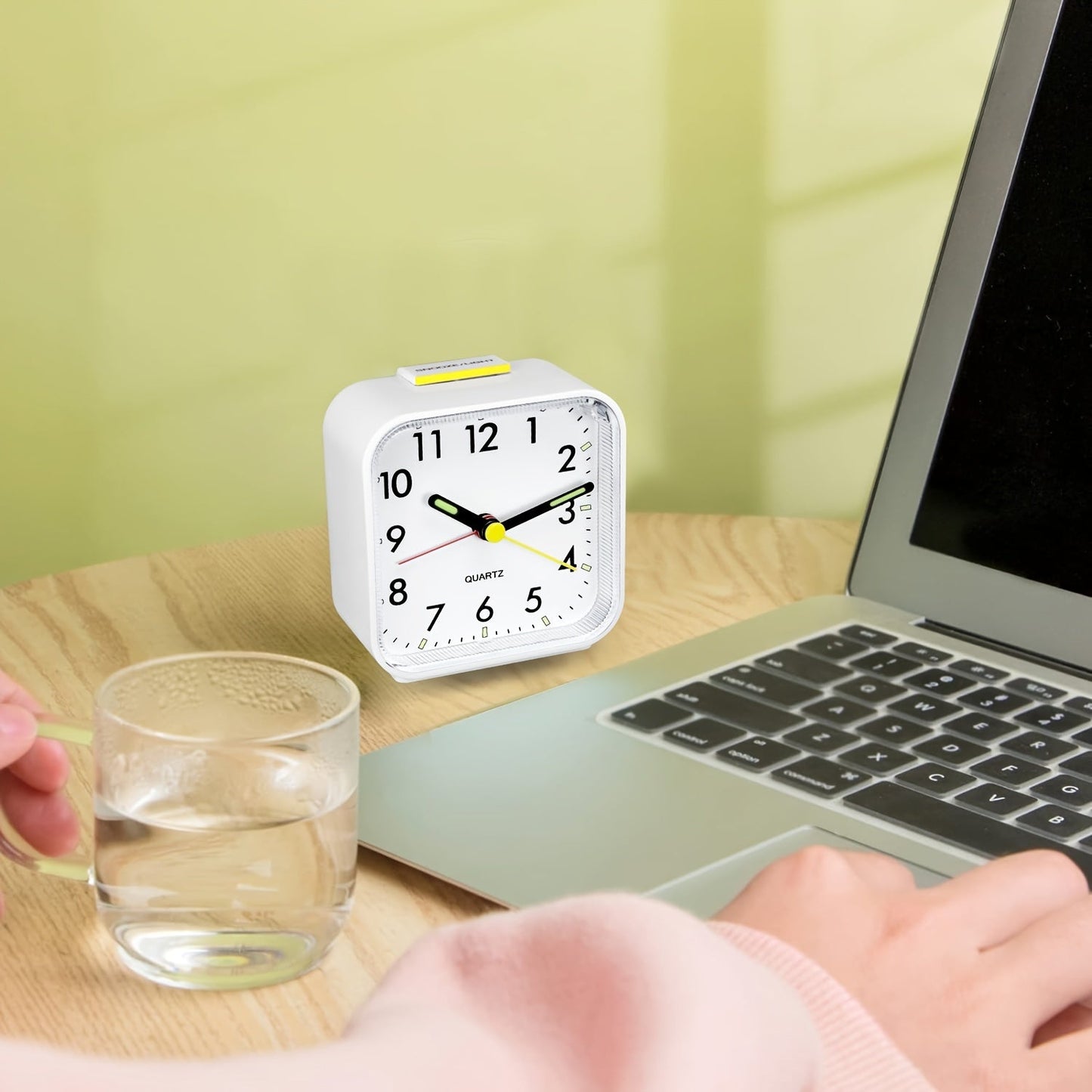 Skorter | TimeRest - Classic Square Travel Alarm Clock with Snooze and Glowing Hands