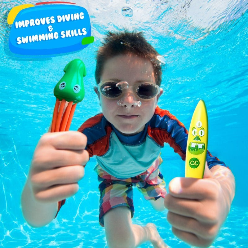 Skørter | 30 Pcs Swimming Toy Set with Storage Bag & Water Toys Swimming Learning & Diving Skills Development for Kids