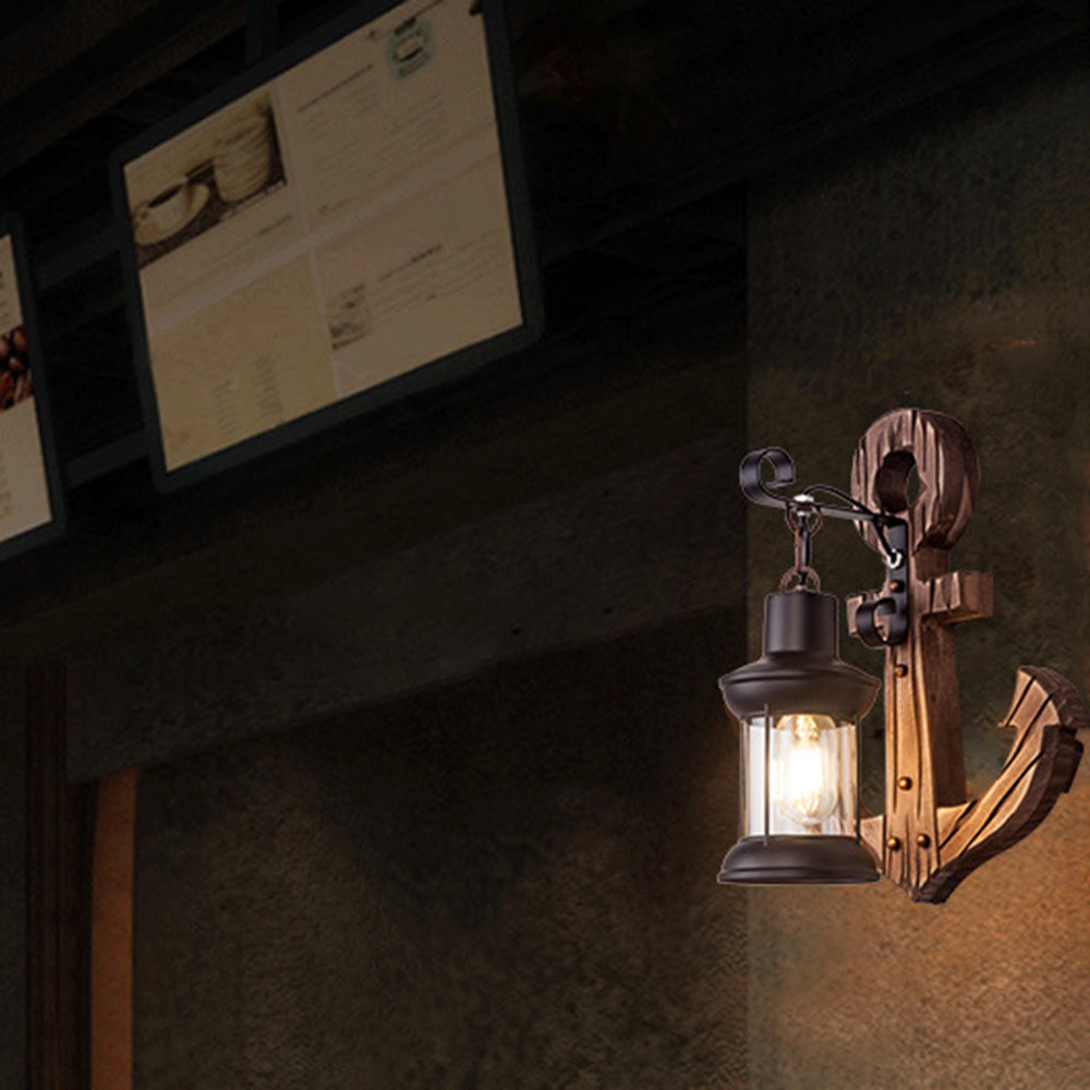Skorter | Austin Vintage LED Wall Lamp - Anchor, Dining/Living Room, Metal/Wood