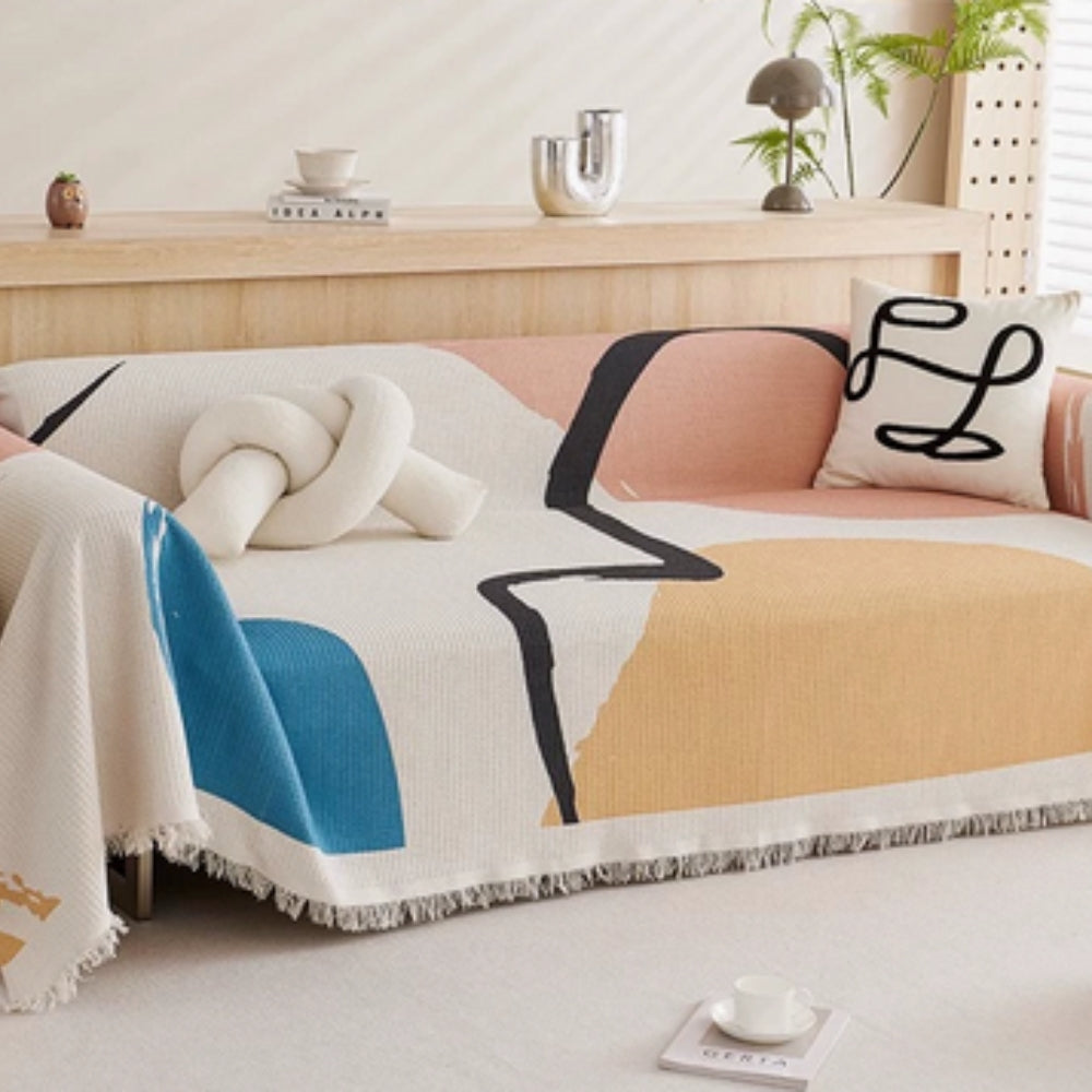 Skorter | Lumiere Abstract Tasseled Sofa Cover