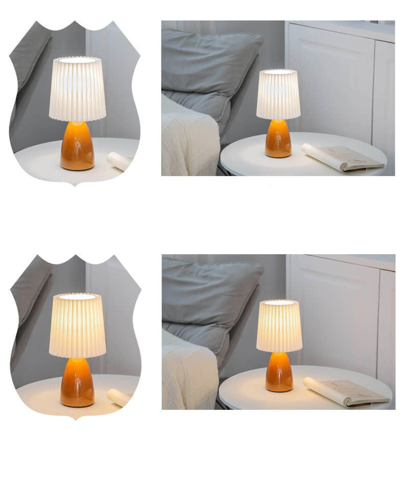 Skorter | Scandinavian Retro Folding Shade Glass Base Table Lamp