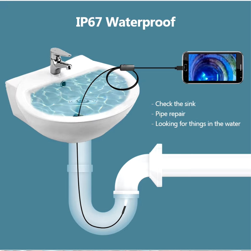 Skorter | Endoscope Inspection Camera For Phone - Waterproof and Flexible HD Cam with Led Lights