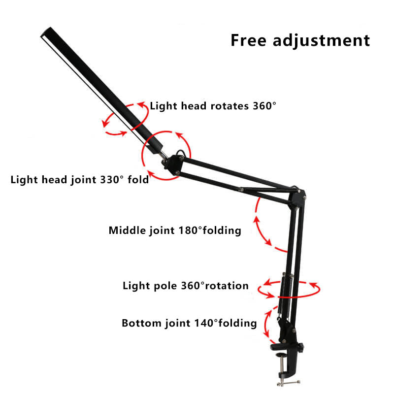 Skorter | LED Foldable Long Arm Clip Eye Protection USB Reading Table Lamp