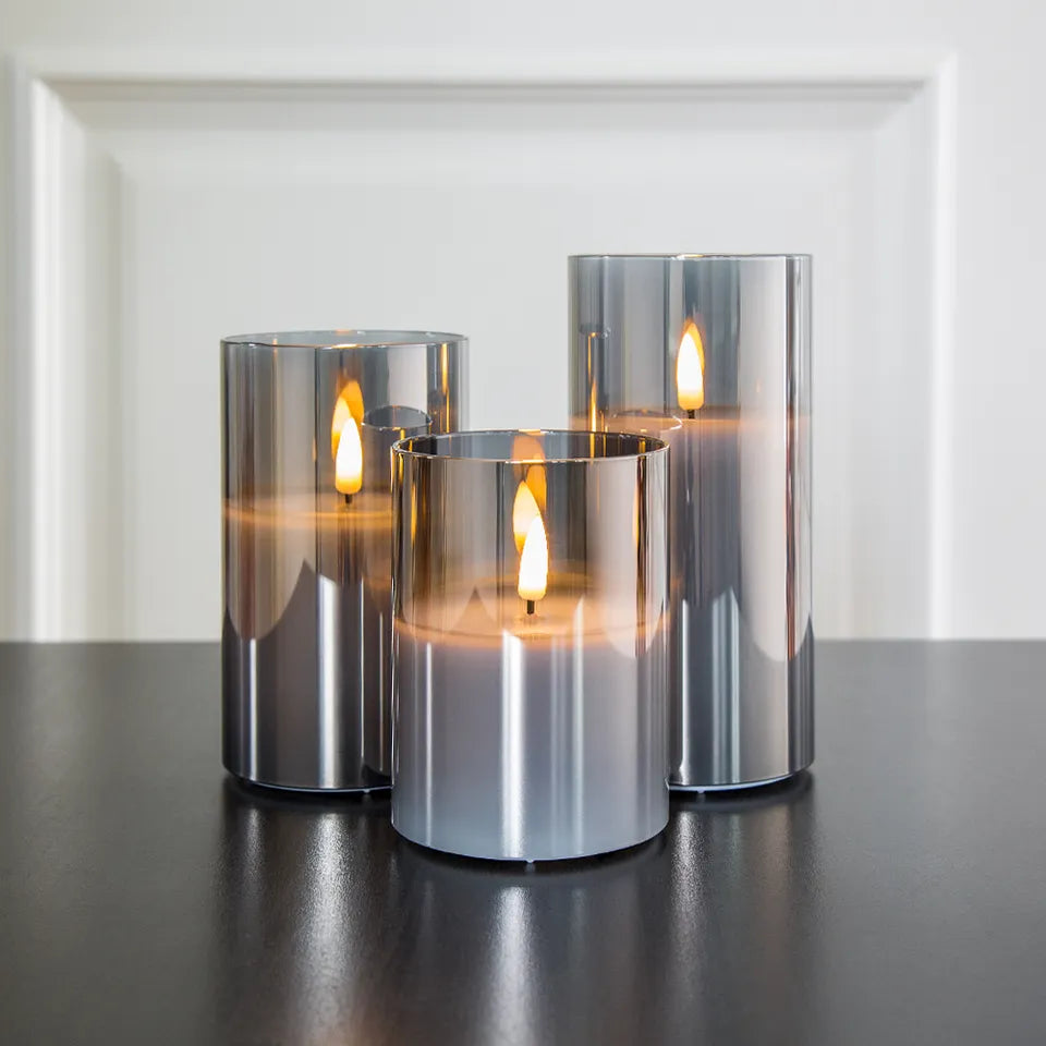 Skorter | Realistic Flame Effect LED Candle Holder Set – Elegant Wax Candle Holders with Remote Control