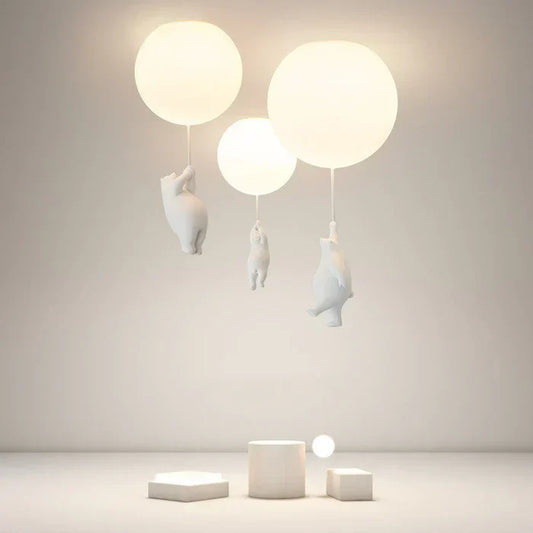 Skorter | CloudBear Kids Ceiling Light – Bear & Balloon LED Pendant Lamp for Nursery and Bedroom Decor