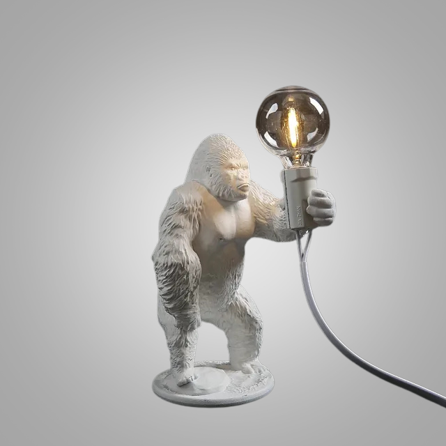 Skorter | GorillaLux - Unique Gorilla Table Lamp | Modern Animal Lamp with Warm LED Light